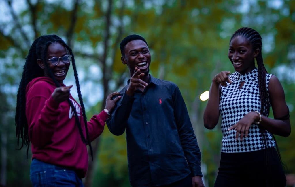 Young university students sharing a moment outdoors